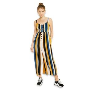 Urban Outfitters Tootsie Vertical‎ Stripe Button-Through Jumpsuit Multicolor XS